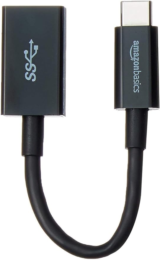 Amazon Basics USB 3.1 USB-C to USB-A Female Adapter Cable Converter, 5Gbps High-Speed, USB-IF Certified, Fast Transfer, Portable, for Laptops, Tablets, Phones (iPhone 16/15), Black