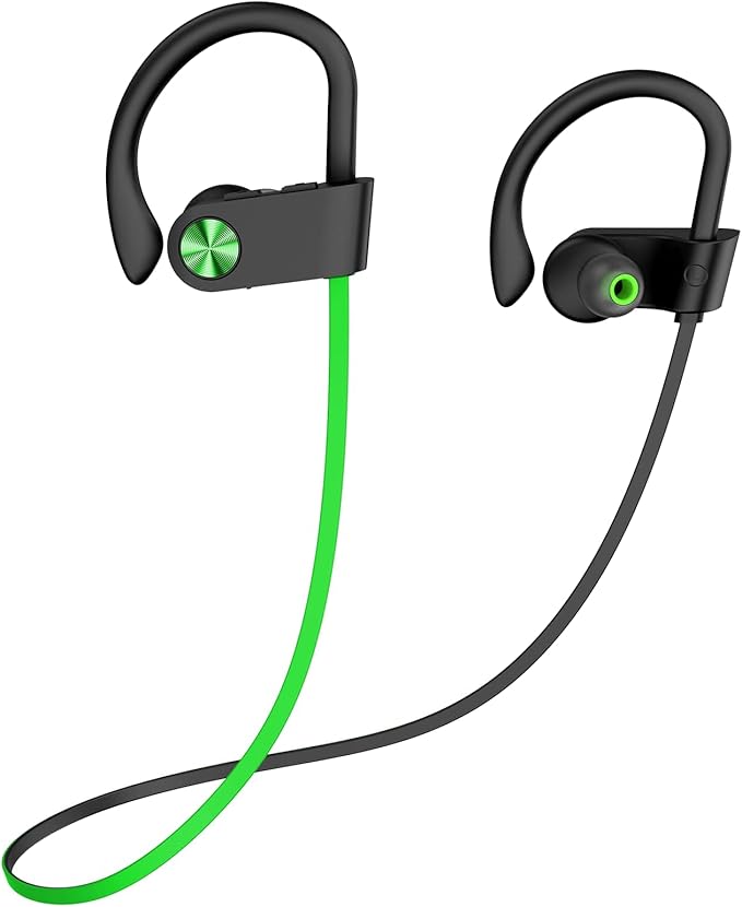 POIUZET Bluetooth Headphones, IPX7 Waterproof Wireless Sports Earbuds, HiFi Bass Stereo Earphones with Noise Cancelling Mic, 12 Hrs Playtime Headsets in-Ear, Running Headphones for Workout Gym