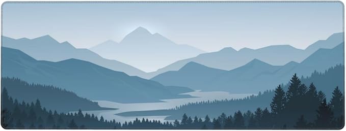 Mountain Gaming Mouse Pad Large Long Extended Pads Big Mousepad Extended Large Non-Slip Rubber Base Waterproof Big Keyboard Mat with Stitched Edges for Office Home and Game,31.5x11.8 Inch