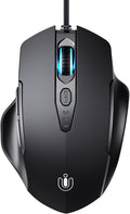 Uineer Wired Mouse, USB Mouse Wired with 6 Buttons Ergonomic Design,1.5M USB Cable Computer mice 7200DPI Optical Mice for PC Laptop, Matte Black