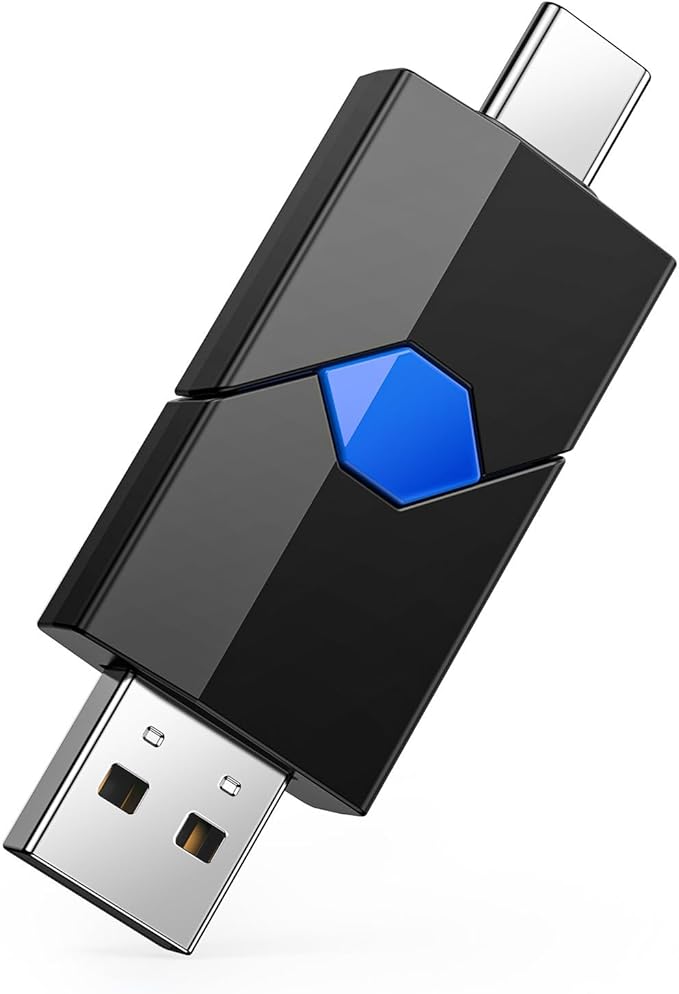JUANWE 64GB USB Flash Drive 2.0 Type C + USB A Thumb Drive Retractable Dual Flash Drive Type C Memory Stick 2 in 1 Jump Drive for iPhone, iPad, Android Phones, Tablet, Laptop, Computers