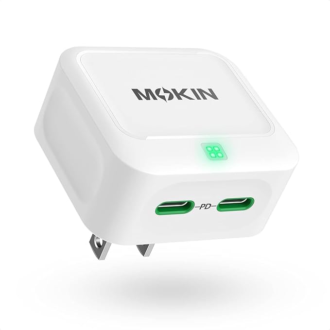 USB C Wall Charger, 45W Fast Charger Type C Charging Block Dual Port GaN+ PD Power Adapter with Foldable Plug USB C Charger Block Cube for iPhone 17 16 15 14 13 12 11 Pro Max XR XS, iPad, Samsung