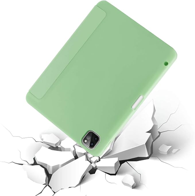 Case for iPad Pro 11 Inch 4th/3rd/2nd Generation 2022/2021/2020 with Pencil Holder [Support iPad 2nd Pencil Charging] Slim Trifold Stand Smart Protective Cover, Auto Wake/Sleep(Green)