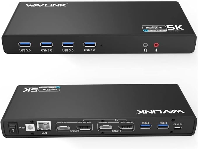 WAVLINK Pro Dual 4K@60Hz Universal Docking Station | USB 3.0/USB-C Laptop Dock for Mac (M1-M5, Neo) & Windows | 2 HDMI/DP, Gigabit Ethernet, USB 3.0 | Home Office & Multi-Screen Productivity.