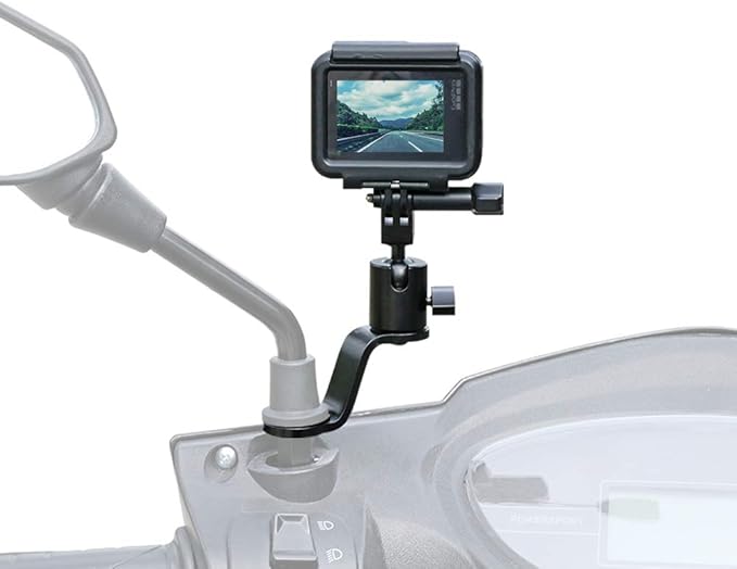 Aluminum Mount Holder for GoPro Hero 12 Black, 11/10/9/8 & DJI Osmo Action Cameras - Portable Electronic Device Mount - Motorcycle Rearview Mirror Compatible