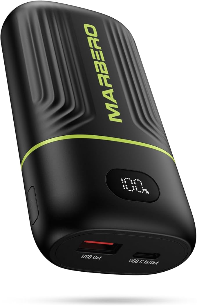 MARBERO Portable Charger 10000mAh Mini Power Bank USB C in&out Fast Charging Battery Pack Compact External Phone Powerbank Compatible with iPhone 16 15 14 13 12 Samsung S22 S21 Google AirPods iPad etc