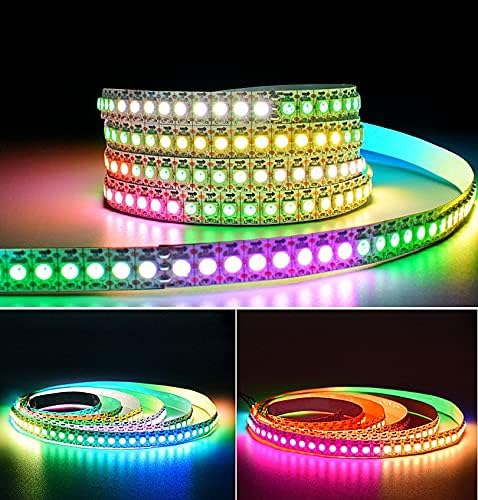 WS2812B LED Strip Individual Addressable Light 144Pixels/m SMD 5050 RGB Pixel Strip DC5V (3.2FT 144LEDS Waterproof IP67, Black PCB)