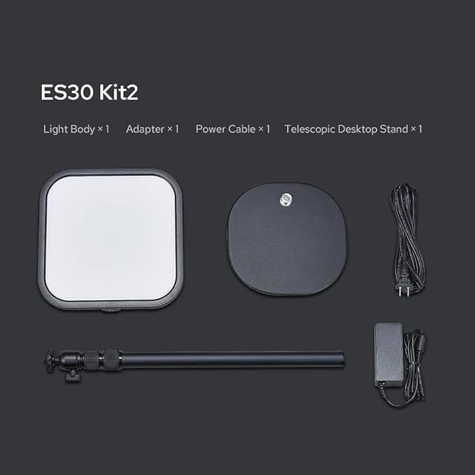 Godox ES30 Key Light, 2250Lumens Desk Light for Streaming with Extendable Desk Stand, 0-100% Brightness & 2800-6500k Color Temperature APP Control, Soft Light Panel for Streaming, Zoom Calls, YouTube