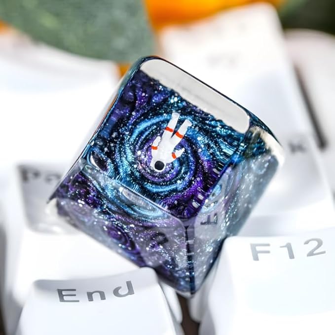 Aesthetic Galaxy Astronaut Artisan Keycap R1 SA Profile Custom Astronauts Keycaps 1U ESC Space Explorer Handmade Gaming Resin Key Cap Cherry MX Switch Compatible Mechanical Keyboard Space Lover Gift