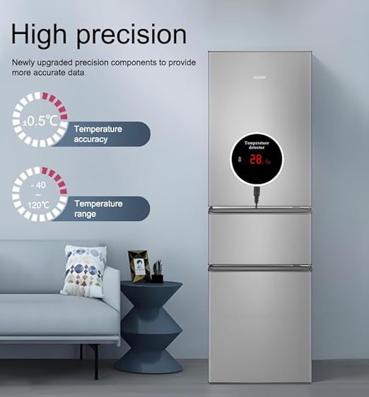 WiFi Refrigerator Thermometer: Digital Fridge Thermometer, LCD Display,App Notification, Remote App Monitor for Pool, Hot Tub, Fish Tank (Temperature)