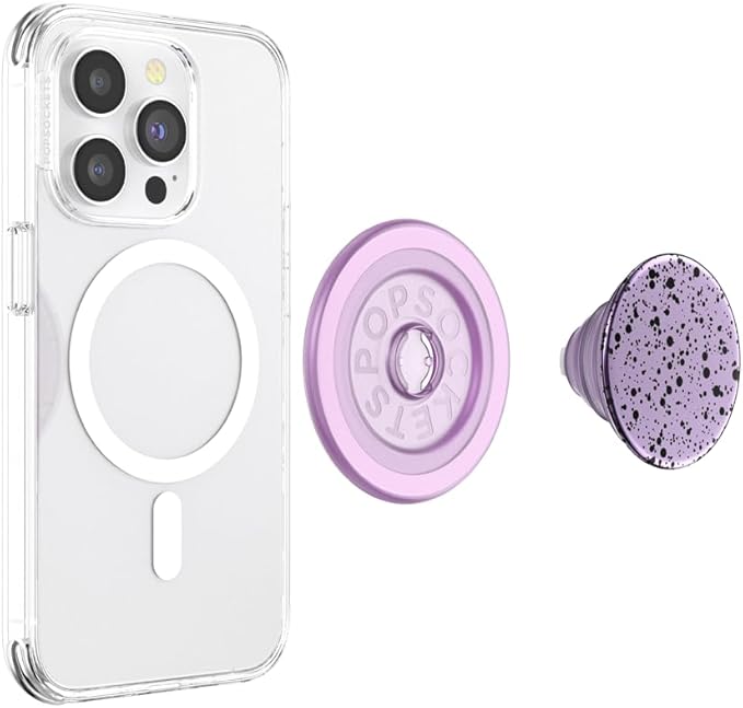 PopSockets Phone Grip for MagSafe, Magnetic Holder, Phone Stand, Enamel - Sugar Plum Speckle