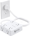 TROND Surge Protector Power Strip, 5FT Flat Plug Extension Cord with 8 Outlets & 4 USB Ports (3 USB C), 1625W, Wall Mount Outlet Extender for Home Office Dorm Room Essentials, White