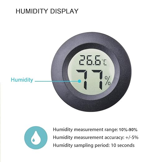 4pcs Mini Hygrometer Thermometer Indoor Outdoor Round Humidity Meter Temperature Gauge Humidity Sensor Fahrenheit Switchable Celsius Monitor for Humidor Reptile Jars 3D Printer
