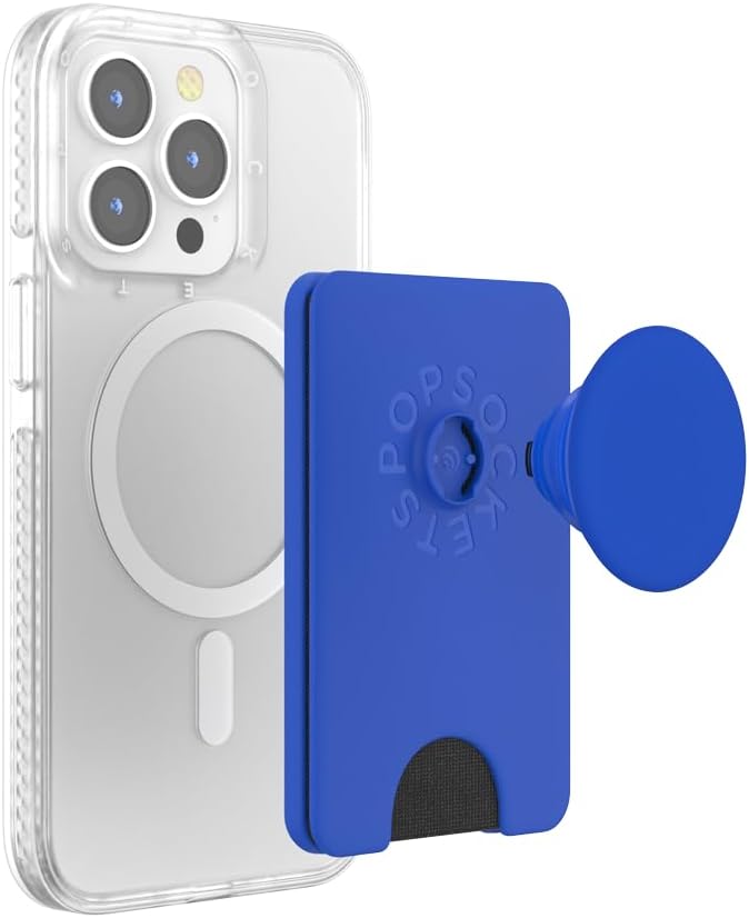 PopSockets Phone Wallet for MagSafe, Phone Card Holder with Grip, Blue - Cobalt