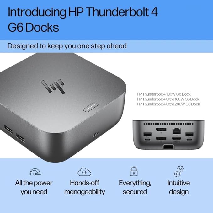 HP 280W G6 Thunderbolt 4 Ultra Dock Port Replicator Bundle w/DKZ Hub AW5M5UT#ABA (Universal Thunderbolt/USB-C Docking Station, Data Transfers to Any Brand Laptop, Single Cable for Charging) 2 Pack