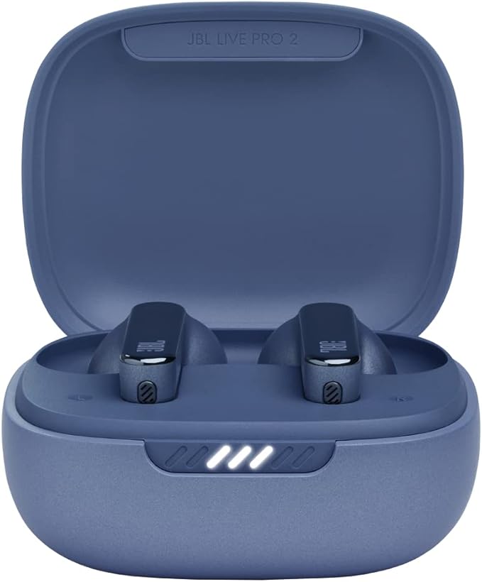 JBL Live Pro 2 - True Wireless Noise Cancelling Earbuds, up to 40 Hours of Playback with Wireless Charging, 6 mics for Perfect Calls, Touch & Voice Control, IPX5 Water Resistant (Blue)
