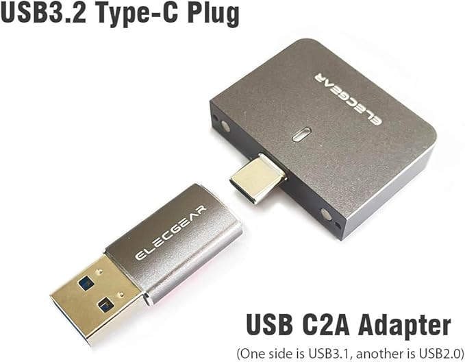 ElecGear Mini 2230 NVMe Enclosure, USB Type-C 3.2 External Hard Drive Aluminum Case for 30mm PCIe M.2 SSD, 10Gbps USB Flash Drive Memory Reader with Magnet Cap