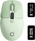 EWEADN Q1 Wireless Bluetooth Mouse, BT & 2.4G Computer Mouse with Battery & DPI LED Screen Display, Type-C Rechargeable with 1600 DPI Levels, 6 Button Silent Ergonomic Mouse for Laptop/PC/Mac-Green