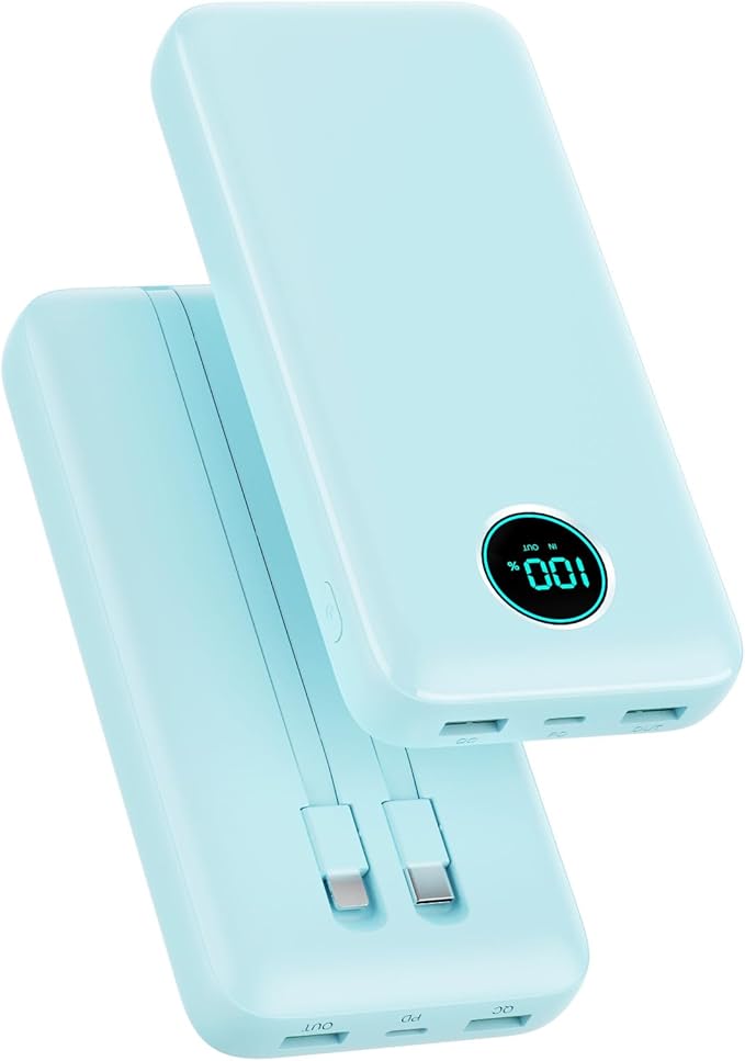 Portable Charger PowerBank 40,800mAh with Built-in Cables,25W PD Fast Charging +QC 4.0 Quick Phone Charging Power Bank, Travel Essential Charger Battery Pack for iPhone 17/16/15 Android Galaxy etc