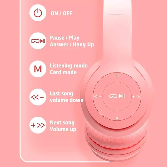 Upgraded Hybrid Noise Cancelling Headphones Over Ear with Transparent Modes Wireless Bluetooth with Mic Soft-Earpads Hi-Fi Audio Deep Bass Comfortable Fit Long Playtime for Home Office Travel Pink
