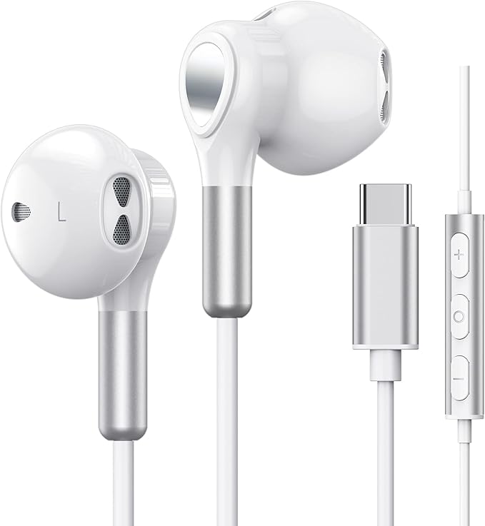 USB C Headphones for Samsung Galaxy S26 S25 S24 S23 S22 S21 S20 A56 A17 A16 Wired USB C Earbuds with Mic Volume Control Earphones USB Type C Headphones for iPhone 17 16 15 Pro Max Plus iPad 10 Pixel