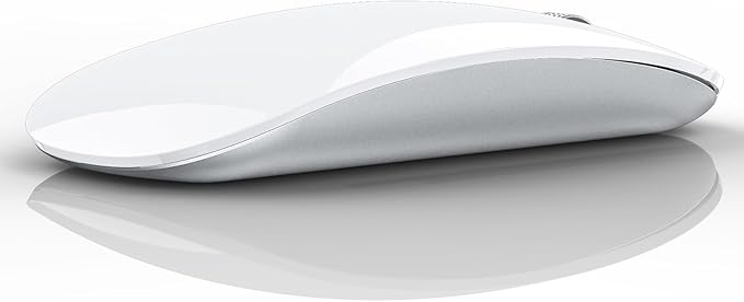 TENMOS M18 Bluetooth Mouse, USB C Rechargeable Wireless Mouse, Triple Mode (Dual Bluetooth+USB) Computer Silent Mice Portable with USB Receiver and Type C Adapter for Laptop/MacBook/iPad/PC - White