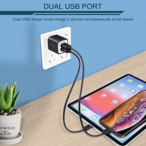 Wall Charger, 5Pack 5V/2.1AMP AILKIN Dual-Port USB Wall Charger Home Travel Plug Power Adapter for iPhone 17/Air/16e/16/15/4/13 Pro Max/12/SE/11Pro Max/XS/XR, Samsung Galaxy, HTC Tablet Moto Box
