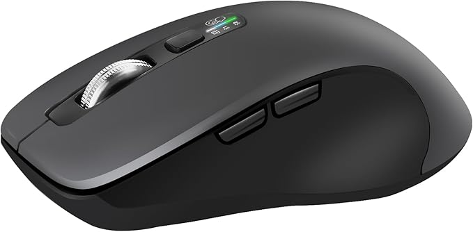 CITLLA Wireless Bluetooth Mouse (USB + BT1 + BT2), Full Size Mouse, 4-Way Scrolling, Multi-Device Silent for Computer, Laptop, iPad, MacBook (Grey)