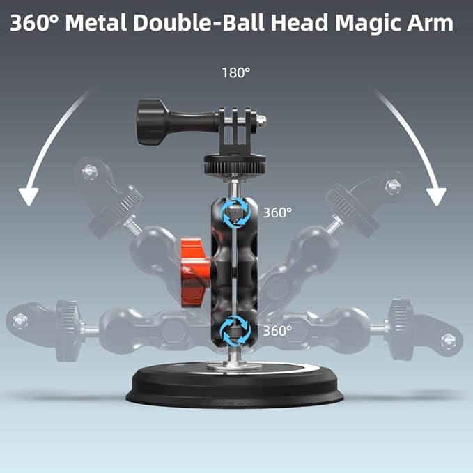 Pocket 3 Magnetic Camera Mount,Magnetic Mount Stand with Magic Arm Compatible with DJI Osmo Pocket 3,Insta360, Heavy-Duty Magnet Base Stand with 1/4"-20 Thread for Gym, Car Mounting