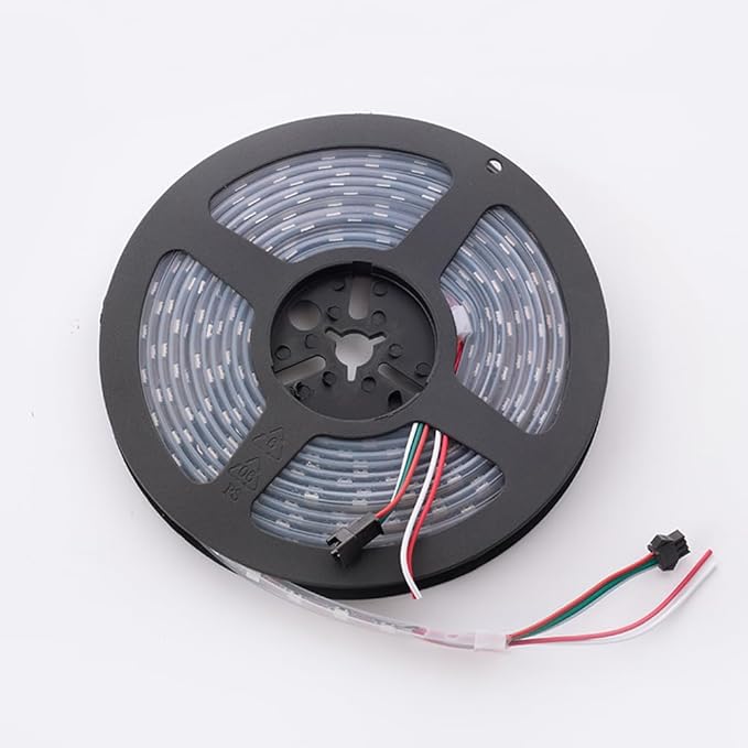 WS2812B LED Strip Individual Addressable Light WS2811 IC WS2812 30Pixels/m SMD 5050 RGB Pixel Strip DC5V (16.4FT 150LEDS Non-Waterproof, White PCB)