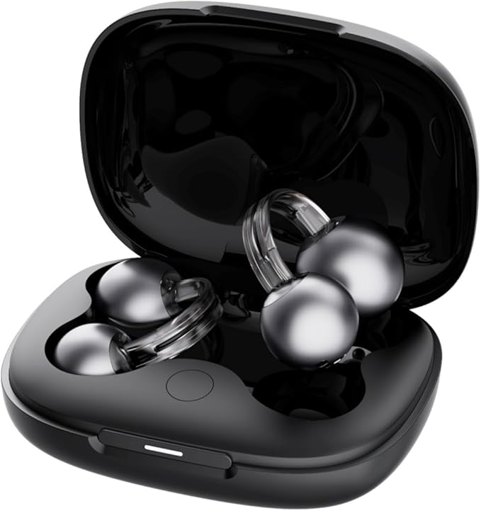 mojawa StarClip Open-Ear Wireless Bluetooth Headphones, Clip-On Earbuds, 4D Panoramic Sound, Clear Calls, Lightweight, Secure Fit, IP54 Water-Resistant Ear Grips for Workout and Daily Use, Black