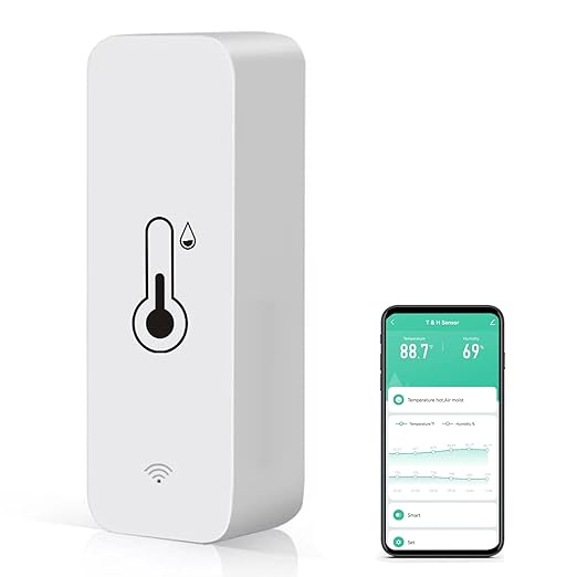 4-Pack WiFi Temperature Humidity Sensor: Indoor Thermometer Hygrometer with App Alert, Free Data Storage Export, Smart Temperature Humidity Monitor for Home Pet Greenhouse, Compatible with Alexa