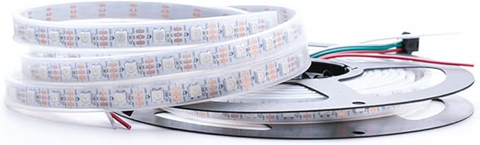 WS2812B LED Strip Individual Addressable Light 60Pixels/m SMD 5050 RGB Pixel Strip DC5V (16.4FT 300LEDS Waterproof IP67, White PCB)