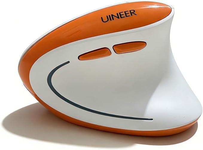 Uineer Ergonomic Mouse, Wireless Bluetooth Rechargeable Vertical Mouse, 7 Color LED, 4 DPI Adjustable, USB-A, Wrist Strain Relief,Optical Mice for Computer/PC/Laptop, Black (Orange)
