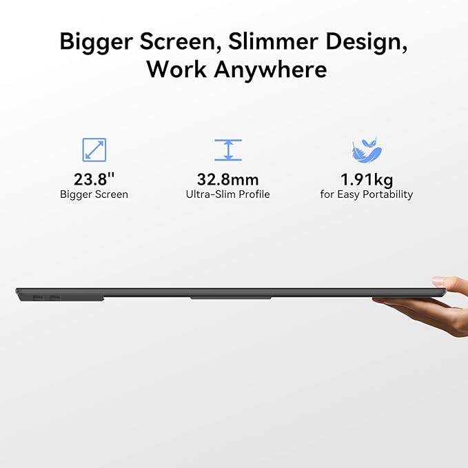 Blackview 24" Portable Monitor 100Hz for Work Home Office Game, 1080P FHD IPS Laptop Screen Extender with Rotating Stand & VESA, USB-C HDMI Plug-Play for Mac/Windows/PS/Switch/Xbox