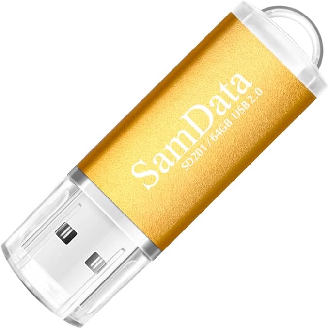 SamData 2 Pack 64GB USB Flash Drives USB 2.0 Thumb Drives Memory Stick Jump Drive Zip Drive, 2 Colors: Black Gold