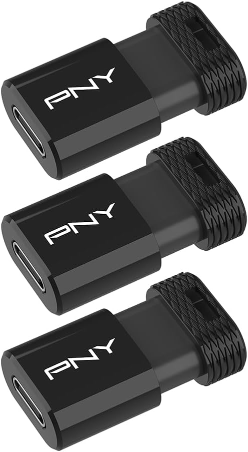 64GB PNY Elite-X Fit Type-C USB 3.2 Flash Drive – Up to 200MB/s Read, Advanced Performance, Convenient Portable Data Storage, Ultra Compact Fit Design, Type-C Connector, 3-Pack