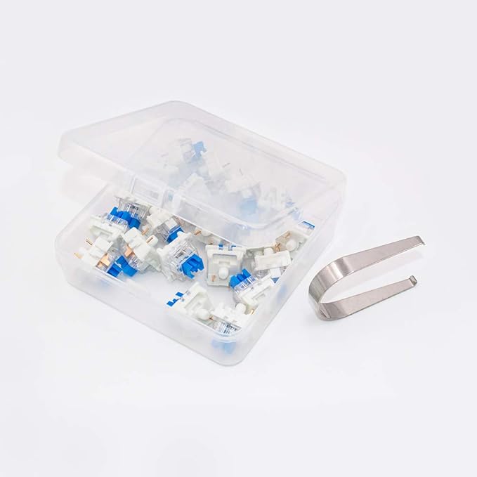 outemu Blue Switches 20 Pack, 3 Pin/Clicky Tactile 50gf/Dustproof/RGB Key Switches - Cherry MX Equivalent - DIY Replaceable for Mechanical Keyboard