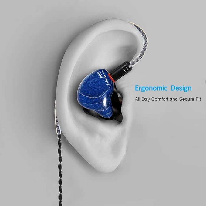 in Ear Monitor Headphones, HiFi Stereo IEM Earphones, Dynamic Dual Driver Wired Earbuds with Detachable Cable, Noise Canceling Headset for Singers Musicians Drummers Audiophile (Blue, No Mic)