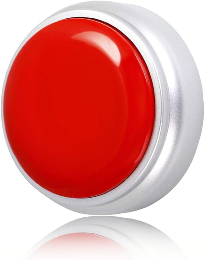 Sound Button- 30 Seconds Custom Recordable Talking Button-Record & Playback Your Own Message-Quality Voice Sound Recorder-Answer Buzzer (RED+Sliver)