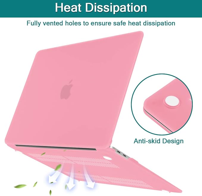Teryeefi Case for MacBook Pro 13 inch 2022 2021 2020 M1 M2 A2338 A2289 A2251 A2159 A1989 A1706 with Touch Bar & Touch ID, Plastic Crystal Hard Shell & Keyboard Skin for 2016-2019 Mac Pro 13, Pink