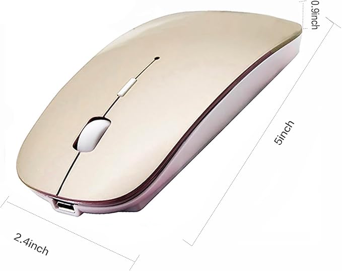 PeiBO Bluetooth 5.2 Wireless Mouse, Gold, Rechargeable, Ergonomic Design, Compatible with Laptops and Tablets