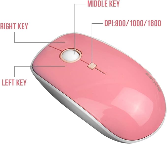 Retro Wireless Keyboard and Mouse Combo,Vintage Typewriter Key Board with 104 Cute Colorful Round Keys, 2.4GHz Full Size Aesthetic Bubble Keyboard&3 DPI Mouse for PC Laptop Desktop (Mixed Pink&Red)