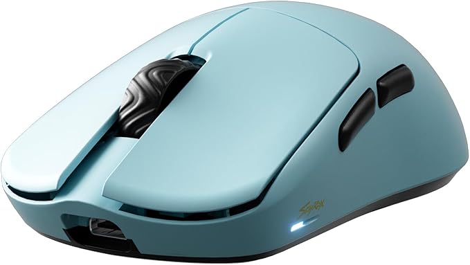 V6 Gaming Mouse, Ultra-Lightweight 40g, No Hole, Symmetrical Shape, Pixart 3950, Web Based Driver, for Claw and Fingertip Gamers, 8K Dongle Included (Blue)
