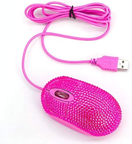 SOON GO Pink Mouse for Laptop Computer Mice with Crystal Bling Rhinestone Funny Personalized Gift for Kids and Teen Girl Birthday Kids Mouse fit for 6 7 8 9 10 Yr Old Girl