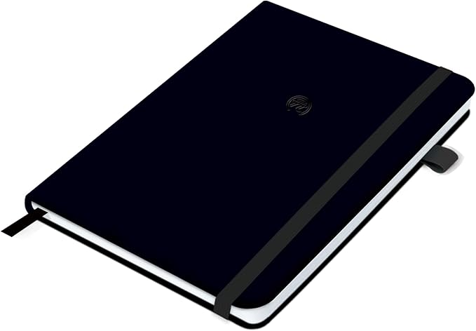 Yuan Smart Notebook, Smart Notebook with Hard Cover for Smart Pen Writing Set, Lined Pages and Elastic Closure, 5.2" X 8.27", 94sheet(187pages), Black