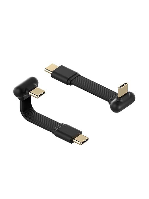 Hagibis 180 Degree Short Flat USB 4 Cable, 240W Fast Charging U-Type USB-C Cable, 80Gbps Data Transfer, 8K@60Hz Video Display for iPhone 17 16 15 Pro Max, Thunderbolt 5/4/3 Hub, External SSD (0.18ft)