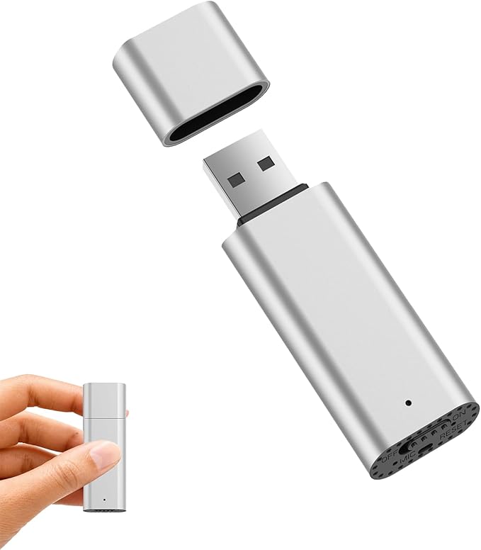 Voice Recorder 64GB Digital Voice Activated Recorder USB Recording Device with Noise Reduction 750Hrs Rechargeable Small Pocket Audio Recording Devices for Lectures, Meeting, Class (Silver)
