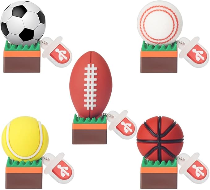 5 x 8GB Cute Balls USB Flash Drive, Tennis/Baseball/Soccer/Basketball/Rugby Shape Thumb Drive Memory Stick Drive Pendrive Gift for Kids, Teacher, Friends