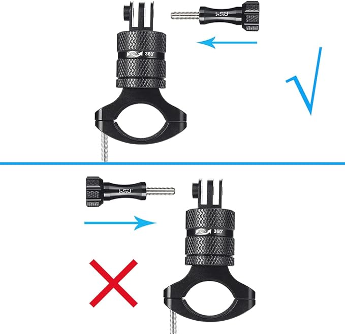 HSU Aluminum Bike Bicycle Handlebar Mount for GoPro Hero 13/12/11/10/9/8/7/6/5/4 Session AKASO Campark and Other Action Cameras, 360 Degrees Rotary Mountain Bike Rack Mount (Black)